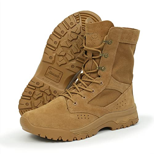 HANAGAL Men's Military Boots Lightweight Army Combat Tactical Military Boots For Men Hunting Jungle Hiking Work Boots Size 9.5 Coyote