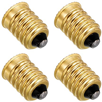 PATIKIL E14 à E12 Adaptateur Convertisseur, 4 Paquet Lampe Support Européen Base (E14) à Chandelier à Vis (E12) Réducteur Ampoule Prise, Doré