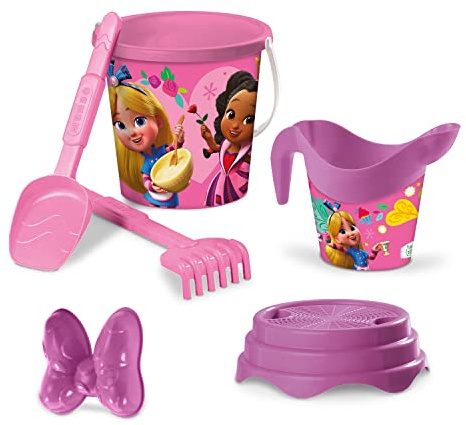 Mondo Toys - Bucket Set + Water CAN Alice - Sandeimer Set ø17 cm mit Giesser - 6-Teiliges Strandspielzeug Set für Kinder ab 3 Jahren, Strandset - 28714