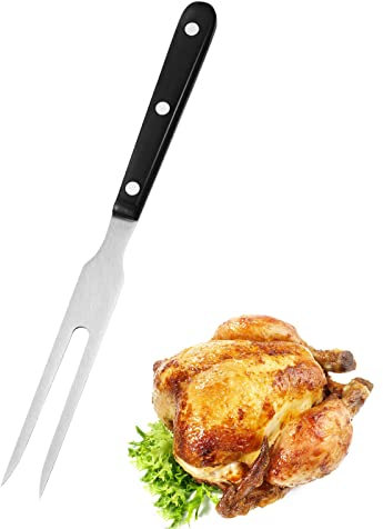 Fleischgabel, Tranchiergabel, Bratengabel, Schnitzgabel, Meat Fork, Fleisch Serviergabel, Grillgabel, Edelstahl Fleischgabeln Kochwerkzeug mit Langem Griff, für Schweinefleisch, Hähnchen, BBQ