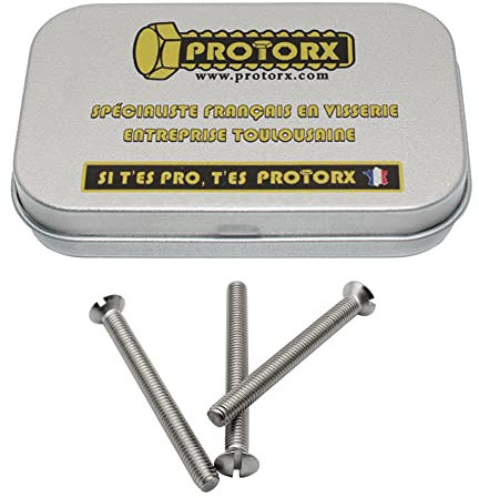 Vis Tete Fraisee Bombee Fendue M5 x 50mm : Boite 10 Pcs Visserie Inox pour Ecrou Rondelle | Vis à Tête Fraisée Bombée Fendue Acier A2 | Metal Anti-Rouille - DIN 964 | Boite Rangement Vis PROTORX