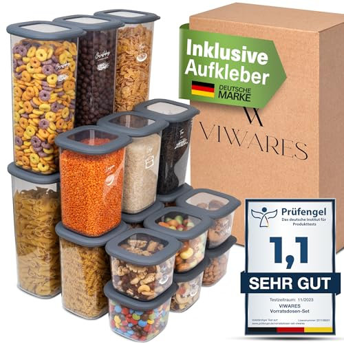 Viwares Vorratsdosen mit Deckel Luftdicht, 18er Vorratsbehälter Set BPA-Frei, Vorratsdose zur Müsli Mehl Aufbewahrung Küche, Praktische Organizer Küche, Frischhaltedosen für Lebensmittelaufbewahrung