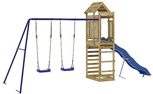 vidaXL Spielturm, Klettergerüst mit Kletterwand Rutsche Schaukel, Kinder Kletterturm mit Sandkasten, Spiel-Zubehör für Garten, Spielgeräte Spielplatz, Imprägniertes Kiefernholz