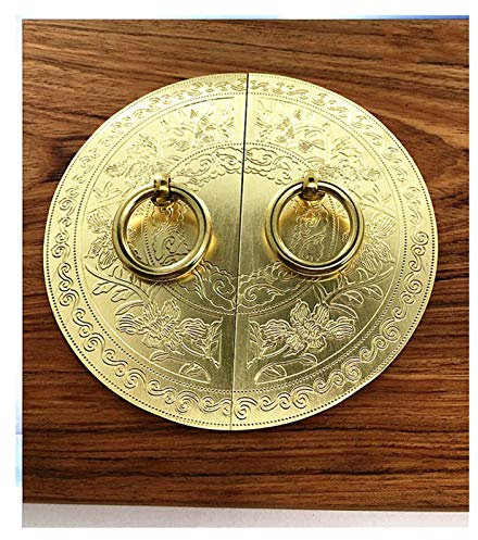 Türklopfer Kupferschrank Türringgriffe Retro Blume Gravierte Möbel Messing Zieht für Küchenschrank Bücherregierung Knöpfe (Color : 14cm Brass)