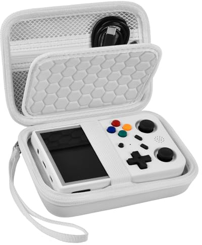 PAIYULE Travel Case for R36S, RG353V & RG353VS Handheld Game Consoles | Custom-fit compartments, variable divider, mesh pocket for cables and accessories, protective hard shell, case only