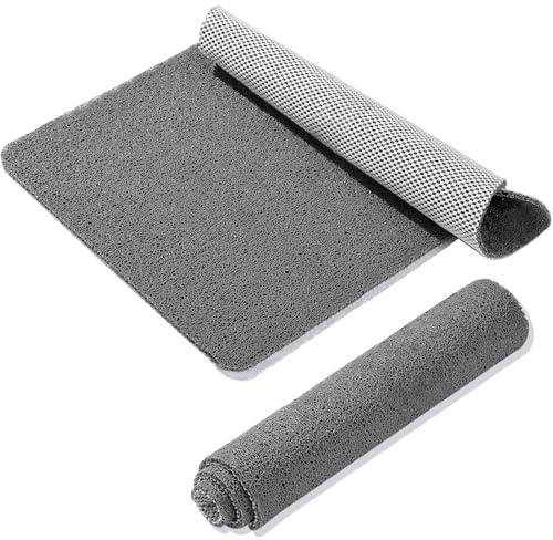 Kilymezh Duschmatte, rutschfest, PVC, für Dusche, Badezimmer, 40 x 60 cm, Grau