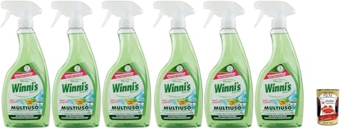 6x Winni's – Hypoallergenes Mehrzweck-Reinigungsmittelspray, Reinigungswirkung auf Glas, Spiegeln und abwaschbaren Oberflächen, ohne Spülen, 500 ml+ Italian gourmet polpa 400g
