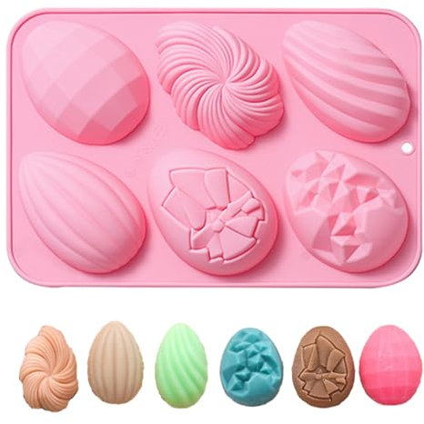 Besreey Ostereierform, Silikon-Ostereierform | Antihaftbeschichtete Kuchenbackform mit 6 Mulden für das Frühlingsfest,Osterzubehör, mikrowellen-, ofen-, kühlschrank- und gefriergeeignet
