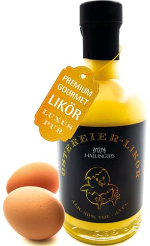 Hallingers Genuss Manufaktur Edel-Sahnelikör Oster-Geschenk - von Hand abgefüllt in wertiger Geschenkflasche Oster Eierlikör 20% vol., Ostern Körbchen für Frauen Freundin