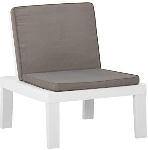 KTHLBRH Garten-Lounge-Stuhl mit Auflage Kunststoff Weiß, Balkonstühle Terrassenstühle Freizeitstühle Outdoor-Stühle für Garten, Rasen, Terrasse