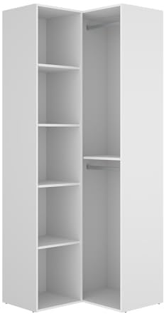 DEKIT GRUPO RIMOBEL SUIT - Armario-vestidor rinconero con trasera reversible - BLANCO/NATURAL - 205 x 84,5 x 84,5