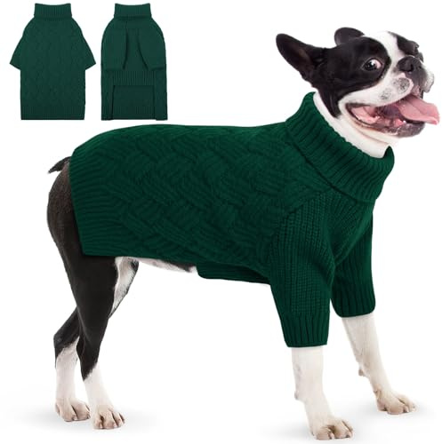 AOFITEE Hundepullover Mittelgroße Hunde, Winter Hundepulli mit Rollkragen | Warmer Hunde Pullover mit Beinen Weich Strickpullover für Hunde Mittel, Weihnachten Hundepulli für Französische Bulldogge Mop