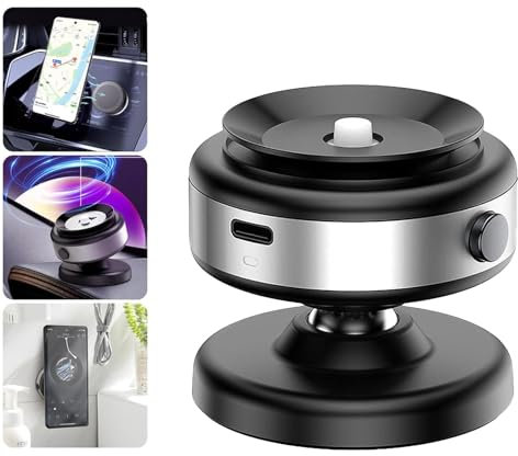 QuyiFa 360 Rotatable Car Magnetic Phone Holder, rotatable magnetic car phone holder, Car Electric Suction Cup Vacuum Magnetic Phone Holder for All Smartphones (Silver)