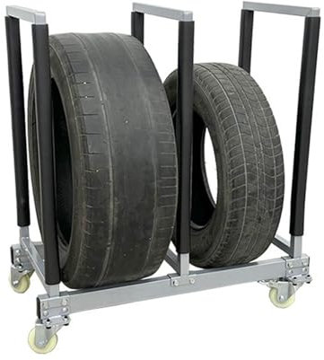 RIYUE_SHENGHENG Rollbarer Autoreifen-präsentationsständer-Organizer, Robuster Metall-reifenlager- Und Transportanhänger, Mobiler Reifenlager-regalwagen, Reifen- Und Felgenhalter Für Garage/Werkstatt