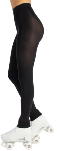 CALZITALY Konståkning Strumpbyxor, Fotlösa Strumpbyxor, Skating Leggings Ogenomskinliga, 80 den, Tillverkad i Italien, Svart, L-XL