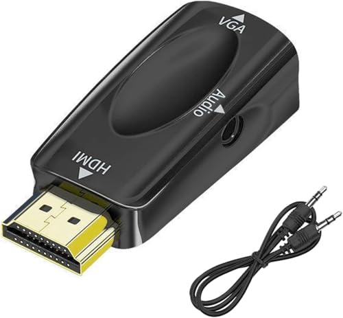 SZJUNXIAO HDMI auf VGA Adapter HDMIStecker VGABuchse Adapter mit 3.5mm Audiokabel Kompatibel mit Laptop (hdmi) auf TV Monitor Projektor (vga) für Computer, Desktop, Monitor, HDTV usw