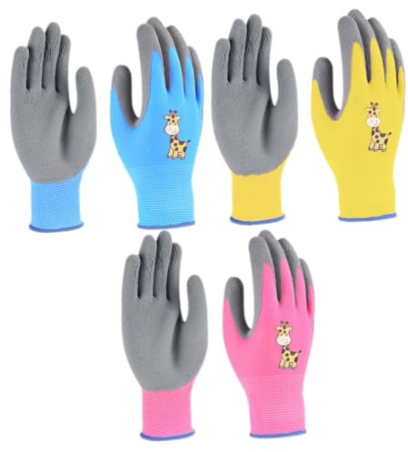 GAROZATION 3paare Junge Mädchen Gartenhandschuhe Rutschfeste Schutzhandschuhe Mit Langlebigem Material Atmungsaktiv Und Waschbar Passend Für Mädchen Und Jungen Für Gartenarbeit Und Outdoor-ak