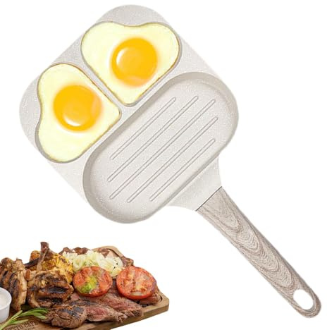 Egg Fry Pan - Non-stick Egg Pan, Fried Egg Grill Pan | Divided Pancake Pan, Cast Iron Egg Frying Pan, Hamburger Van and Burger Pan, Multi-Section Egg Cooker Bacon Pot for Breakfast