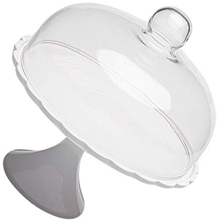 Alzata per torte in vetro con base in ceramica, elegante copertura per torte per dessert e pasticcini, piatto per torte da buffet, con comoda copertura per alimenti, vassoio rotondo da dessert per