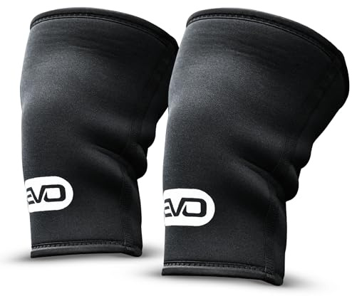 EVO SPORTS FUEL Kniebandage für Männer/Damen | 7 mm Neopren Knee Sleeves für Sport, Krafttraining, CrossFit, Gewichtheben & Fitness | Kompressionsbandage für Unterstützung & Schutz (1 Paar) (M)