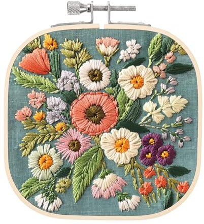 PATIKIL 13 cm Bambus Stickrahmen Set, Quadratische Verstellbare Rahmen, Stickrahmen Kreuzstich Ring, Punch Needle Rahmen Stickständer für Embroidery DIY Nähen Dekoration