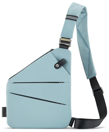 WANDER PLUS® Anti Theft Crossbody Travel Bag for Women Men, Multi-Pocket Crossbody Bag, Slim Sling Bag with Adjustable Strap, Light Blue