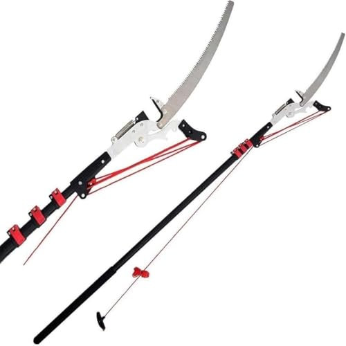 Tijeras de podar telescópicas extensibles con polea de trinquete, tijeras de podar manuales de largo alcance for árboles altos, herramientas de poda telescópica de ramas(3.6m/12ft)