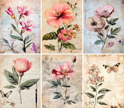 Blooms Reispapier, 20 x 26,5 cm (6 Blatt) – 6 x Decoupage-Papier für Collagen, gemischte Medien, Kartenherstellung und Basteln, Decoupage von CRAFT KREATIVELY