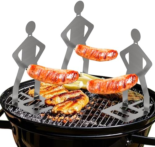 Eddrfy 3Pcs BBQ Sausage Holder, Stainless Steel Hot Dog Grill Tool, BBQ Gadgets Novelty BBQ Tool Holder for Outdoor Barbecue, Humorous BBQ Gadgets for Men, Fun BBQ Gifts for Men
