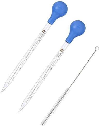 Pipettes 10ml,2 Pièces avec Brosse de Nettoyage Pipette Graduée en Verre Pipette Réutilisable Pipette de Transfert et Compte Gouttes en Verre pour Laboratoire Ecole et Expériences