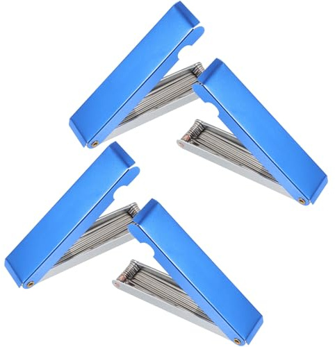 Kisangel 4 Sets Stainless Steel Torch Tip Cleaner with Aluminum Case for Welding Cutting Guns Precision Carburetor and Sprinkler Nozzle Maintenance Wire Files for Small Cleaning and