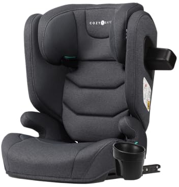 Cozy N Safe Portland i-Size High Back Booster Car Seat 100-150cm (Slate) | ISOFix & Seat Belt, Side Impact Protection, Adjustable Headrest, Cup Holder, Kids Car Seat 4-12 Years
