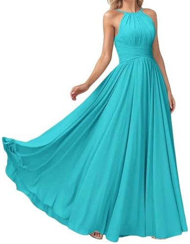 Vestido de dama de honor de princesa acampanado para jóvenes, vestido de gasa formal, vestido largo para fiesta de noche, ZMKI400CZ, agua, 38