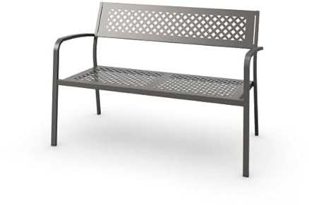 RD ITALIA Lola trädgårdssoffa 2-sits - stapelbar soffa med armstöd Romb-design - förgalvaniserat stål antracit för utomhusbruk bar hotell restaurang - tillverkad i Italien 121 x 64 x h 79 cm