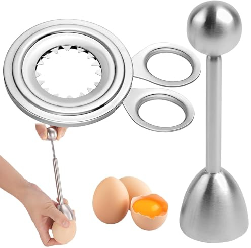 deegbbyi 2 Piezas Abridor de Huevos de Acero Inoxidable, Cortador de Ccáscara de Huevo, Fácil de Limpiar, Separe la Parte Superior de la Cáscara del Huevo, Para Cocina, Restaurante, Bar