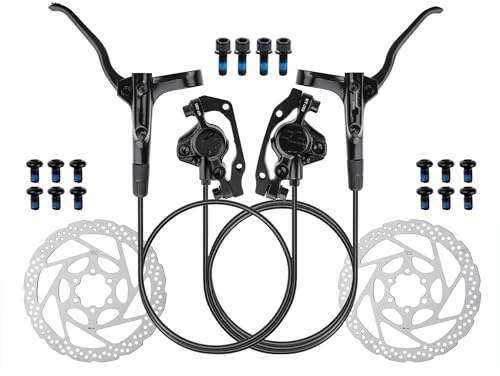 Cykelbromstrumma bakre broms MT200 Cykel Hydraulisk Skivbroms MTB-broms 800mm 1600mm Cykelbroms 2 Kolv 3 Finger Stålspak Cykeldelar(Black RF-LR 160mm)