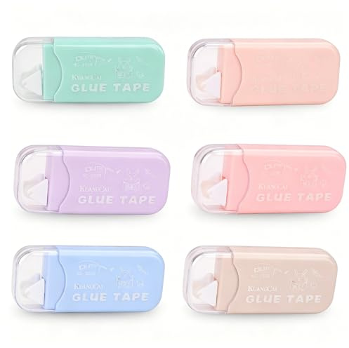 6 Pcs Roller Colle Ruban Adhésif Double Face, Souris Colle Roller pour Album Photo, Cartes, Journal, 6 mm x 6 m
