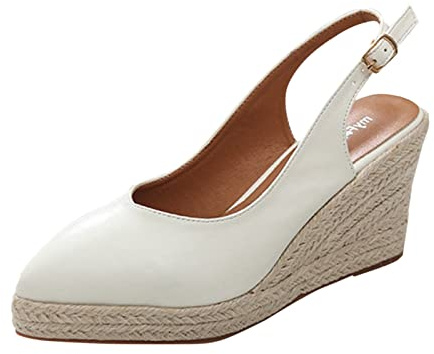 Genérico Zapatos Mujer Ancho Especial Pies Anchos Comodas Sandalias Medio Empacadas Cuña Alpargatas de Verano Tacón Tejido de Paja Pescador Mujer Cuñas Plataforma Sandalias Playa (White,39)