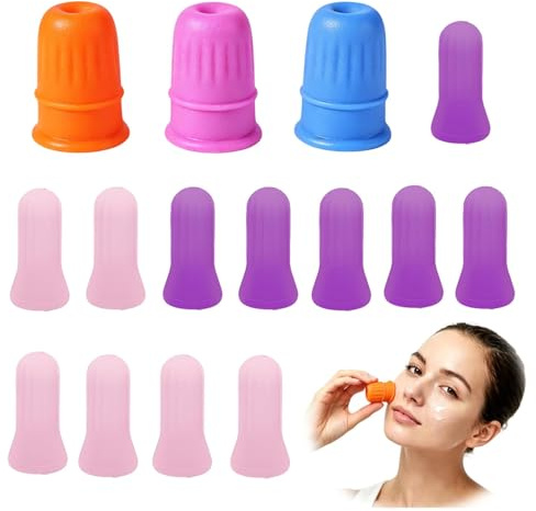 SIXHAOBU 15 Piezas Ventosas Faciales Juego de Ventosas Masaje de Silicona Anticelulitica Ventosa Celulitis para masaje facial, anticelulitis para relajación muscular, circulación sanguínea
