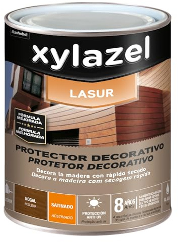 XYLAZEL Lasur Protector Decorativo al agua Satinado Nogal, 750 ml