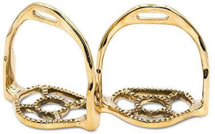 AMKA Barock Steigbügel spanisch portug. goldfarben/Messing 11 cm Trittfläche Paar