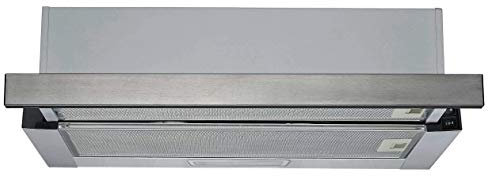 PKM UBH6002-2H Hotte encastrable | Design argenté | 60 cm de large | Évacuation d'air | Recirculation d'air | Éclairage LED | Extensible | Débit d'air de 333 m³/h