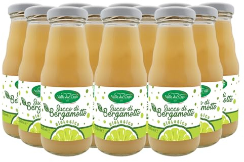 Valle del Crati BIO Kalabrischer Bergamottensaft, Reiner Bergamottensaft, Frisches und Durstgetränk ohne Zuckerzusatz und ohne Konservierungsstoffe (12 Flaschen à 200 ml)
