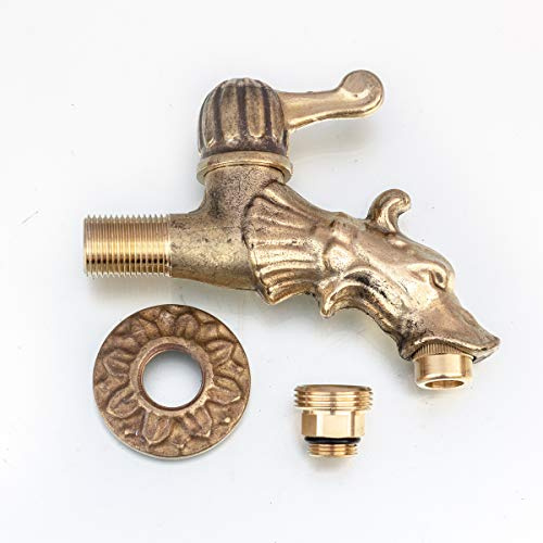 Antikas Wasserhahn Für Gartenbrunnen | Hahn Aus Messing | Drachenkopf | Wie Antik