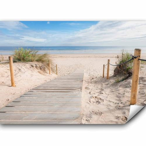 murando - Fototapete selbstklebend Strand und Meer, 343x256 cm, Wohnzimmer | Selbstklebend ohne Kleister, Full HD Druck, ideal fürs Wohn- oder Schlafzimmer, schnelle Montage, lichtbeständig, geruchsfrei