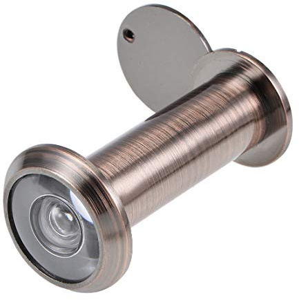 sourcing map Door Viewer, Solid Brass 220-degree Door Viewer Peephole with Cover for 2.32 to 4.17 Inch Thick Door, Copper Finish
