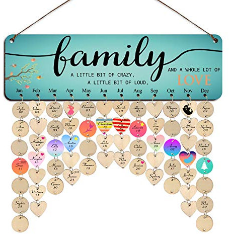 Geburtstagsgeschenke für Mutter, Oma, Familiengeburtstagskalender, Wandbehang, Familiengeburtstagstafel, Familiengeburtstagsplakette mit Etiketten, Muttertagsgeschenke von Tochter und Enkelkindern