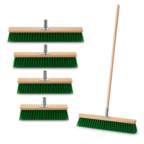 Straßenbesen Gartenbesen 30cm 40cm 50cm 60cm mit Holzstiel 130cm Elastonborsten Straße Boden (mit Holzgriff, 50cm)