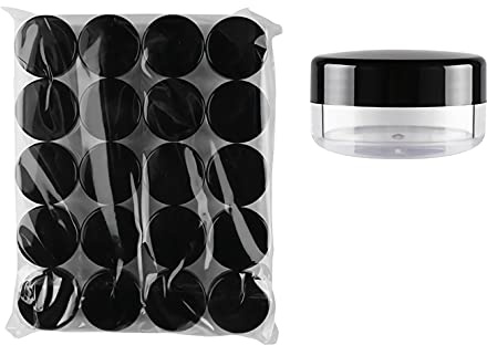 TIANZD 35 Stück Leere Transparent Acryl Dose 3 ml Kleine Leerdose Plastikdose Schraubdose Kosmetikdose mit Schwarz Schraub-Deckel Blechdosen für Nailart Lippenbalsam Kosmetische Behälter
