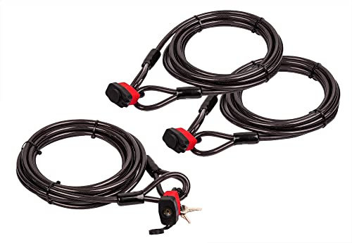 BigDean Lot de 3 câbles antivol - 5 m - Antivol pour vélo, moto, bateau, barbecue et mobilier de jardin - Câble en acier gainé de 10 mm avec passants